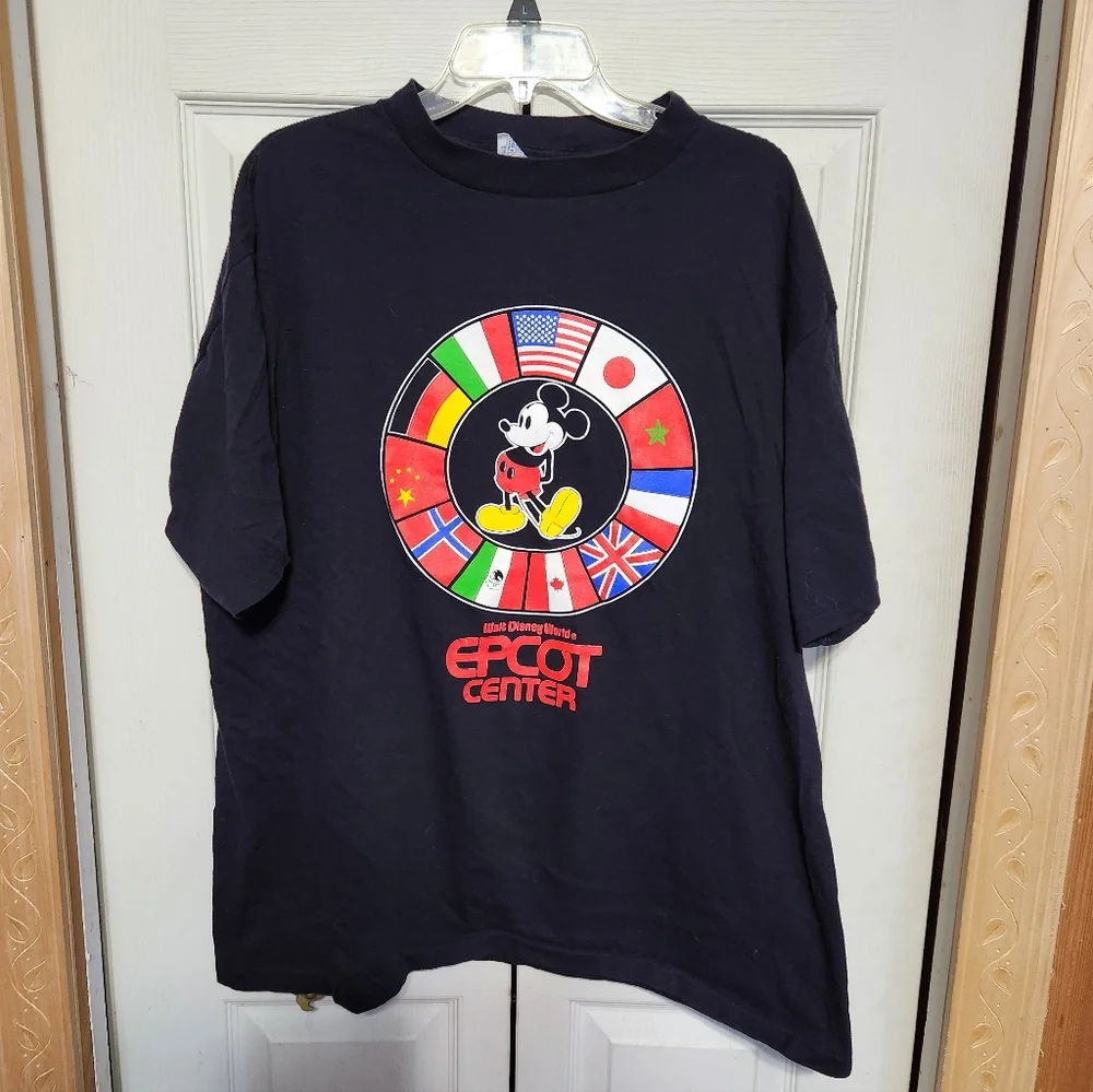 Disney Black Epcot Center Tee with Mickey and Flags - Picture 3 of 9